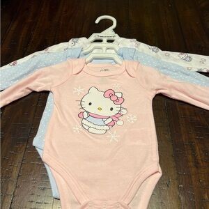 Hello Kitty Baby Girl Long Sleeve Onesie Bodysuit Set of 3 Size 3 Months